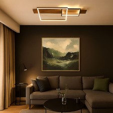 Lampada Soffitto Wood Sala Pranzo Quadrati Stufendimmer LED Bianco Caldo H 10cm