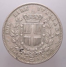2 LIRE 1860 FIRENZE MB-BB R - VITTORIO EMANUELE II - PERIZIA NIP GRIMOLDI