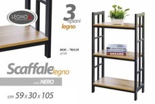 SCAFFALE LIBRERIA 3 RIPIANI LEGNO MODULARE SALOTTO INGRESSO MODERNO 105*59*30