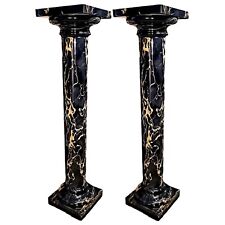 Coppia di Colonne in Marmo Nero Portoro Italian Marble Classic Column H 100cm
