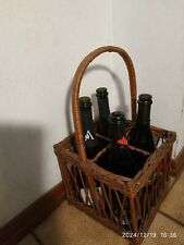 Cesto cestello vimini portabottiglie per  4 bottiglie vintage anni '60