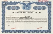 Hussmann Frigorifero Co. Certificato di Stock.