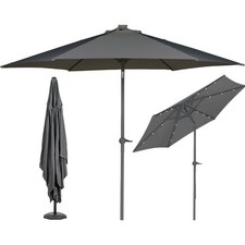 Ombrellone da Giardino Terrazzo Grigio con 18 LED e Palo Centrale da Esterno