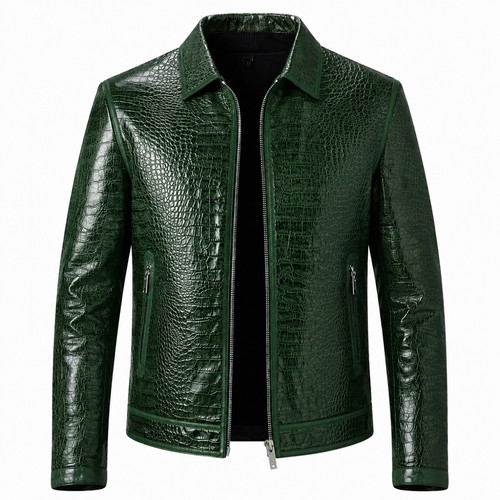 Giubbotto pelle uomo verde