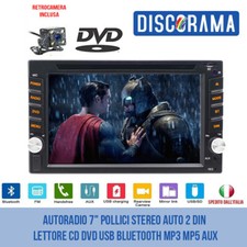 AUTORADIO 7" POLLICI STEREO AUTO 2 DIN LETTORE CD DVD USB BLUETOOTH MP3 MP5 AUX