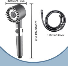 soffione doccia alta pressione ANTICALCARE 3 getti con filtro + tubo 1.5m