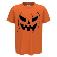 T-shirt Halloween ARANCIONE per bambini cotone 100% ZUCCA stampa digitale NERA