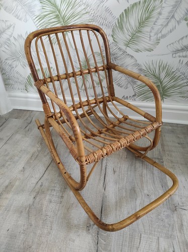 Sedia dondolo vintage canna - a,