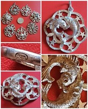 Pendente PESCI ♓️ SEGNO ZODIACALE ciondolo OROSCOPO vintage 70 Italy ARGENTO 925