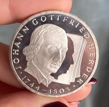 GERMANIA 10 MARK 1994 JOHANN GOTTFRIED ARGENTO SILVER PROOF TOP QUALITY