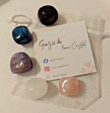 Set 5 Cristalli attirare lavoro Sodalite Ametista Quarzo Rosa/ Latteo Ossidiana