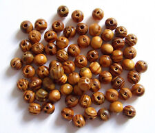  100pz perline in legno naturale tondo 8mm  colore marrone bijoux