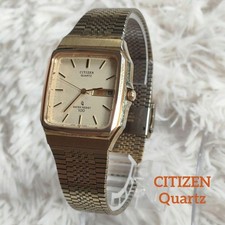Orologio Citizen Quarzo Quadrato Uomo 38mm Oro Usato, Cinturino Maglia Regolabile CA1127