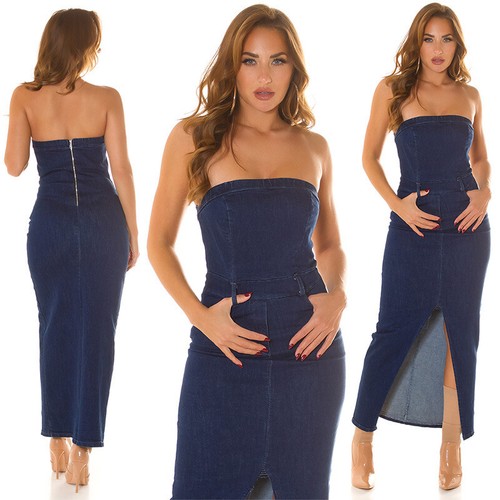 Abito lungo donna denim blu - denim,