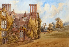 William James BODDY *1832 acquerello FIRMATO 1903 Blithfield Hall Castle Inghilterra