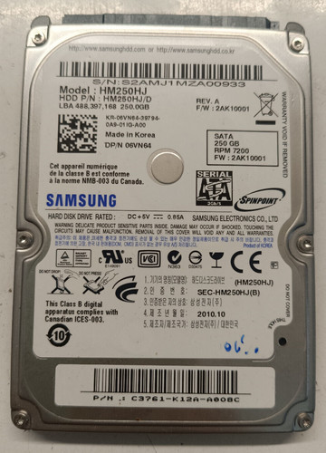 Samsung 250gb hm250hj s3m - samsung, rev