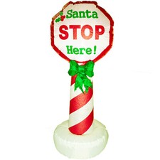 NATALE SEGNALE STRADALE LUMINOSO SANTA STOP HERE 120 cm 0019 FESTE NATALIZIE
