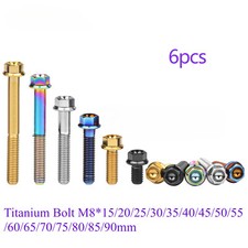 6pz Viti esagonali testa flangia bullone titanio M8x15 20 25 30 35 40 45 50 55 60 65mm