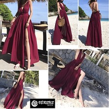 Vestito Donna Lungo Stile'70 Schiena Nuda Woman Maxi Dress Coachella 110414