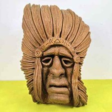 scultura vintage intagliata nel legno firmata rutilio, indiano