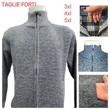 Maglione Uomo Aperto con Zip Felpato Cardigan TAGLIE FORTI Imbottito Invernale