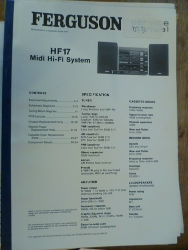 Ferguson hf17 midi fi - hf17, hi-fi