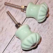 Set 2 Pomelli in Ceramica Manor - Verde Acqua, Argento - Diametro 3 cm