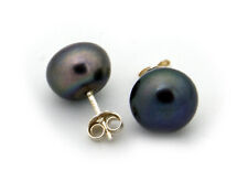 Nuovo Orecchini a Spina Perle Coltivate Nero Grigio 7 MM Vero Argento 925 Perle