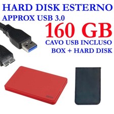 HDD HARD DISK ESTERNO 160GB 2,5" USB 3.0 HDD300R PER VIDEO MUSICA FOTO ROSSO