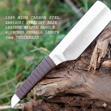 Rasoio dritto giapponese Kamisori rasoio fatto a mano levigato pronto per la rasatura in pelle avvolto