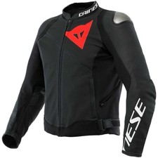 DAINESE GIACCA DA MOTO IN PELLE FORATA SPORTIVA NERO NERO LOGO ROSSO