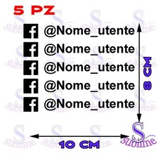 Adesivi Auto Facebook Nome Personalizzato Bici Moto Casco Vinile Logo Decal 5pz
