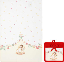 , Set Presina E Canovaccio in 100% Cotone, Collezione Sorprese Di Natale, Idea R