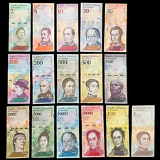 Venezuela 16 Banconote Lotto Set Bolivares Moneta Banconota Balivar Cartamoneta