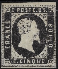 1851 Sardegna 5 cent nero