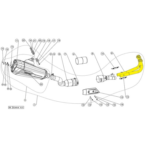 Tubo testata akrapovic exh - tubo, ss