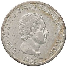 r47_122) SAVOIA - Carlo Felice (1821-1831) - 5 Lire 1826 G
