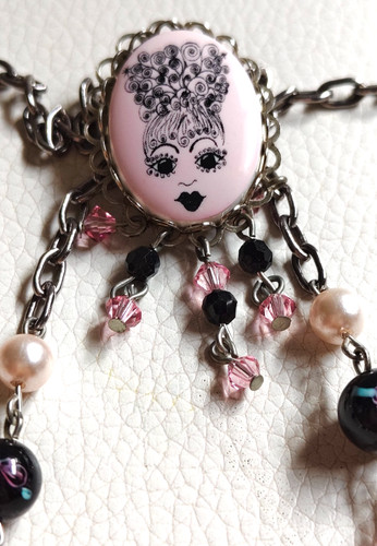 Collana cammeo rosa tarina - rosa,