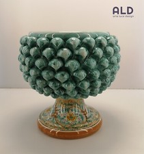 Vaso porta pianta in ceramica di Caltagirone mezza pigna artigianale decorata