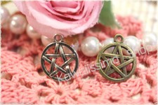 3 pz Pentacolo Stella 5 Punte pendente color argento e bronzo a scelta 2x1,6 cm