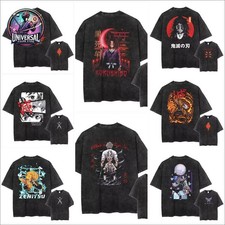 Anime T-Shirt Unisex Demon Slayer Black T-Shirt - Tanjiro Inosuke Zenitsu 