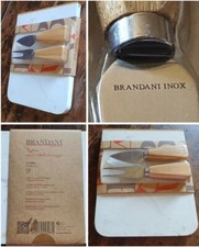 Tagliere+2 coltelli?FORMAGGIO set servit BRANDANI marmo/legno bambù ITALIA inox
