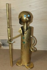 Vintage Soprammobile Con Penna Raffigurante Cacciatore/soldato. In Ottone