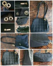 Borsa? DAVID JONES donna VINTAGE nera Tessuto STAMPA rilievo RICAMO iniziali DJ