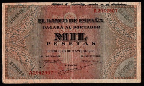 1000 pesetas 1938 serie mbc - pesetas, a