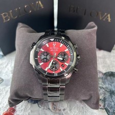 Orologio Bulova Marine Star 98B350 Quadrante Rosso Cronografo Uomo Quarzo Classico 43mm