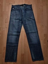 JEANS ARMANI INDIGO AJ 009 DESIGNER W 32 L 34 UOMO DENIM BLU SBIADITO DRITTO