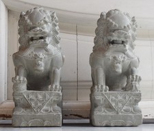 sculpure scultura COPPIA DI CANI DI FO' IN PIETRA SCOLPITI 1900