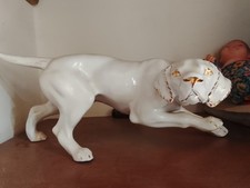 Cane Da Caccia Porcellana Con Rifiniture In Oro 40 Cm Circa 