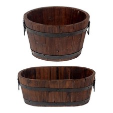 Fioriera a botte in legno per